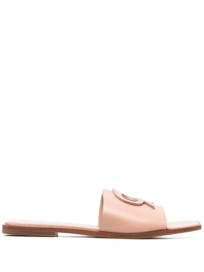 Gianvito Rossi Logo Cut-out Flat Sandals In Pink