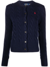 Polo Ralph Lauren Cotton Cable Long Sleeve Cardigan Blue In Hunter Navy