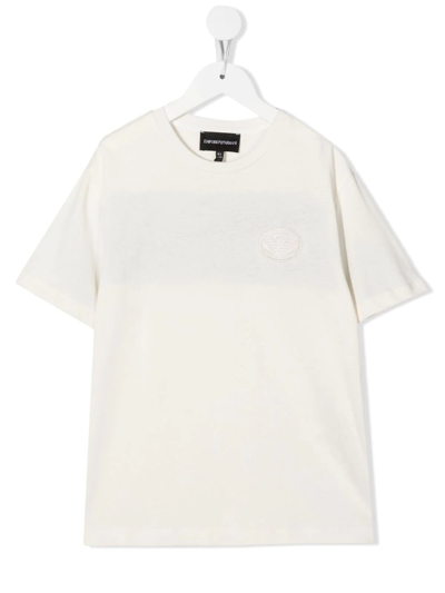 Emporio Armani Kids' Embroidered-logo T-shirt In White