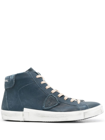 Philippe Model Paris Logo-patch High-top Sneakers In Blue