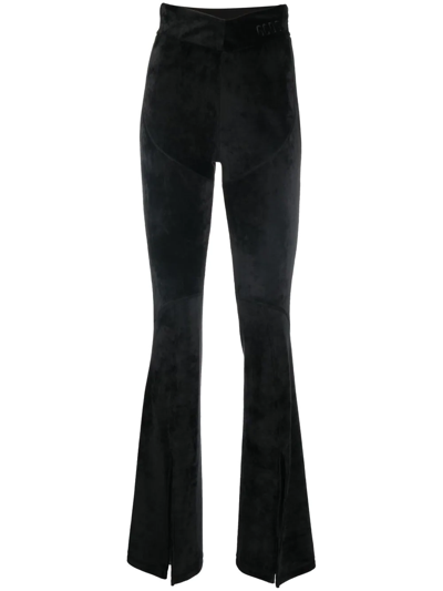 Gcds High-waisted Slit-detail Trousers In Black