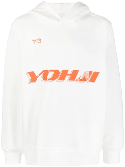 Y-3 Logo Print Hoodie In White