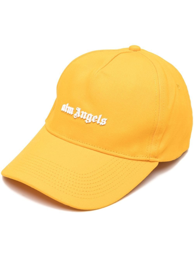 Palm Angels Yellow Logo Plaque Cotton Baseball Cap