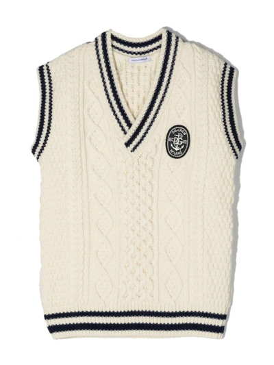 Dolce & Gabbana Kids' Cable-knit Tank Top In White