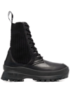 Stella Mccartney Trace Recycled Knit Combat Booties In Black