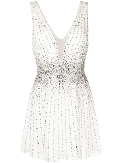 JENNY PACKHAM EMBELLISHED PLUNGE-NECK MINI DRESS 