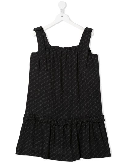 Stella Mccartney Kids' Logo-print Sleeveless Dress In Black