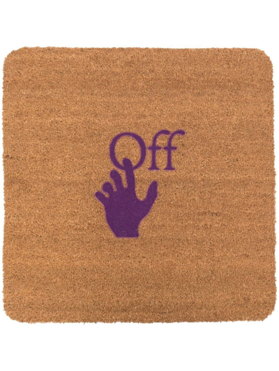 Off-white Hand Logo Square Doormat In Brown