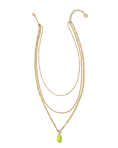 Kendra Scott 14k Gold Plated Elisa Triple Strand Necklace In Gold Neon Yellow