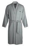 Hugo Boss Piped Cotton Robe In Medium Grey
