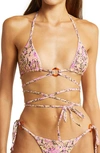 House Of Cb Naxos Floral Print Strappy Triangle Bikini Top In Blossom