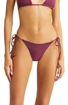 House Of Cb Santorini Floral-print High-rise Stretch-woven Bikini Bottoms In Prune