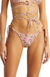 House Of Cb Kos Reversible Mid-rise Bikini Bottoms In Pink
