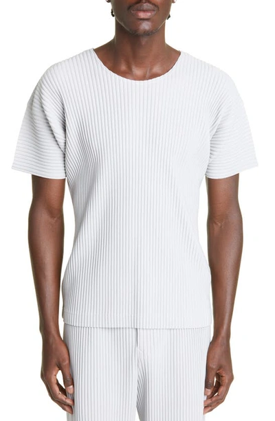 Issey Miyake Technical-pleated T-shirt In Light Grey