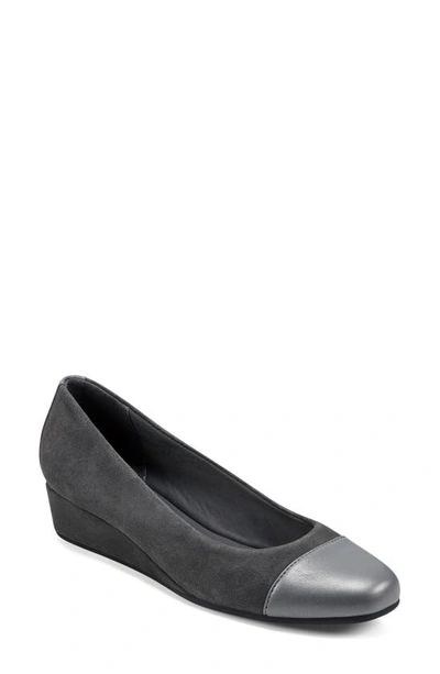 Easy Spirit Women's Gracey Round Toe Slip-on Wedge Dress Pumps Women's Shoes In Dark Gray Multi