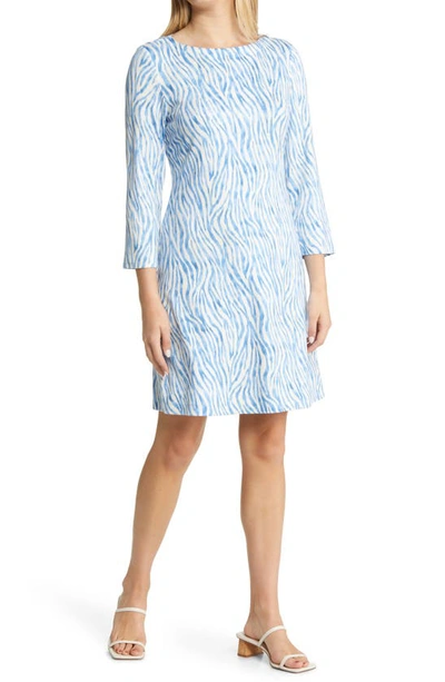 princess polly baby blue dress Yest Puck Zebra Print Long Shirt Dress, Navy and Blue main image 1