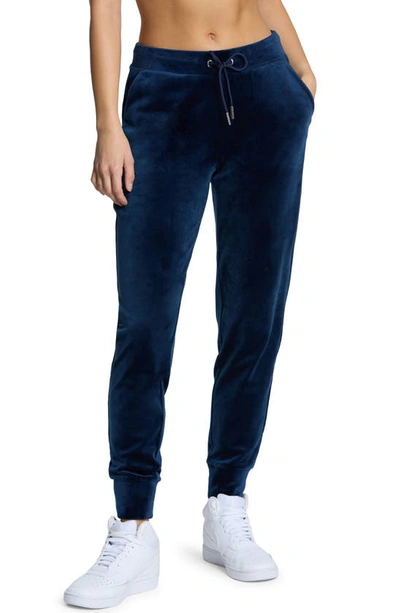 Juicy Couture Embellished Drawstring Velour Joggers In Regal Blue