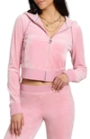 Juicy Couture Bling Velour Hoodie In Pink