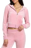 Juicy Couture Bling Velour Hoodie In Rose