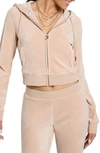 Juicy Couture Velour Zip-up Jacket In Tan