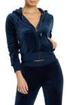 Juicy Couture Bling Velour Hoodie In Regal Blue