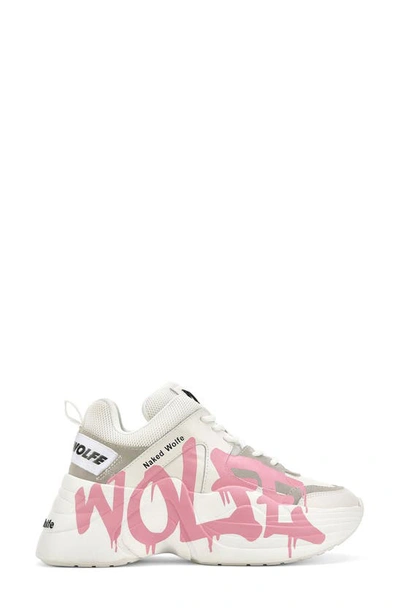 Naked Wolfe Track Logo Chunky Platform Sneaker In White