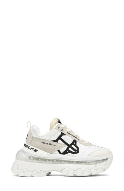 Naked Wolfe Fighter Panelled Nylon And Suede Trainers In White