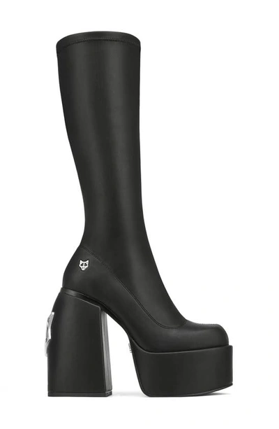 Naked Wolfe Spice Faux-leather Knee-thigh Heeled Boots In Black