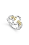 Lagos Sterling Silver And 18k Signature Caviar 13mm Oval Link Ring In Silver Gold