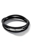 John Hardy Bamboo Motif Leather Wrap Bracelet In Black