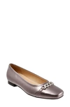 Trotters Harmony Womens Suede Slip-on Ballet Flats In Pewter