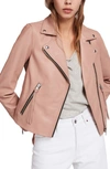 Allsaints Dalby Leather Biker Jacket In Cloud Pink