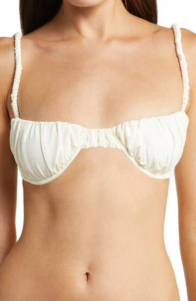 House Of Cb Cassis Ruched Underwired Bikini Top In White