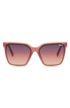 Quay Level Up 55mm Square Sunglasses In Milky Rose / Navy