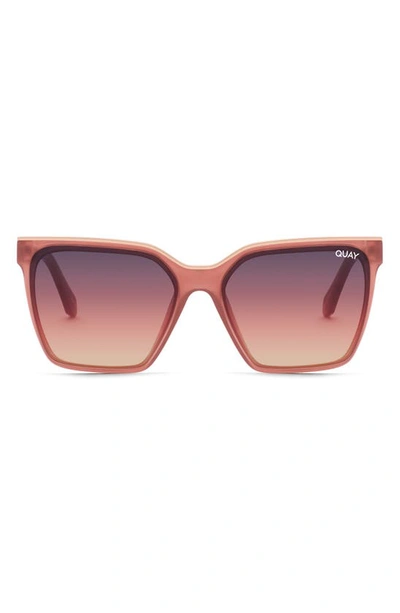 Quay Level Up 55mm Square Sunglasses In Milky Rose / Navy