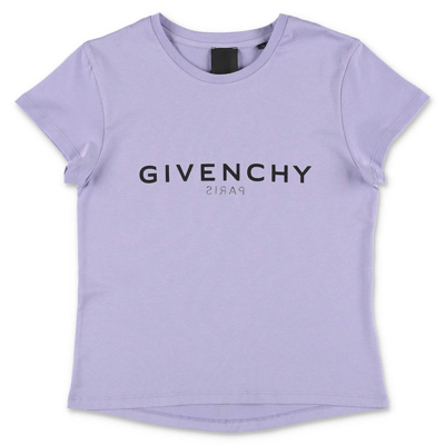 Givenchy Kids Logo Printed Crewneck T In Purple
