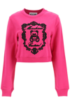 MOSCHINO CROPPED SWEATSHIRT WITH TEDDY BEAR EMBROIDERY