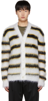 Marni Men's Striped Mohair Cardigan Sweater In Rgw01 Lily White
