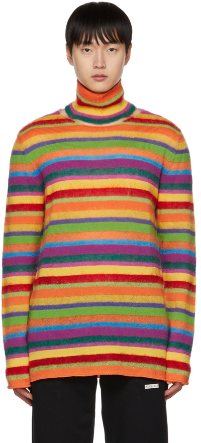 Marni Multicolor Striped Sweater In Rgx99 Multicolor