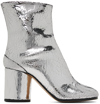 Maison Margiela Tabi Split-toe Crinkled Metallic Patent-leather Ankle Boots In T9002 Silver