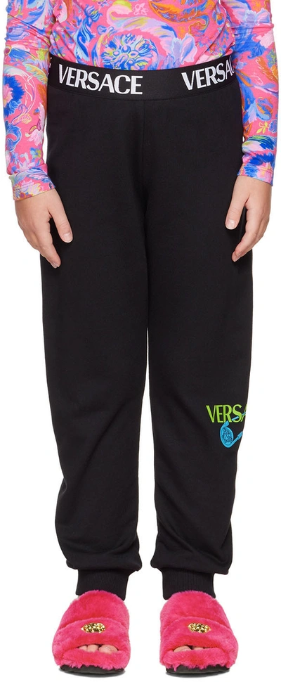 Versace Kids Black Medusa Lounge Pants In 2b070