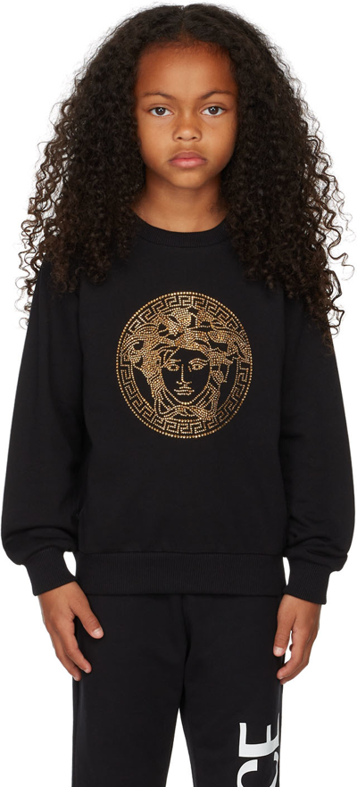 Versace Kids Black Medusa Crystal Sweatshirt In 2b130