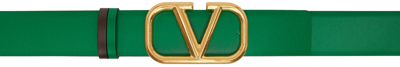 Valentino Garavani Green Vlogo Reversible Leather Belt