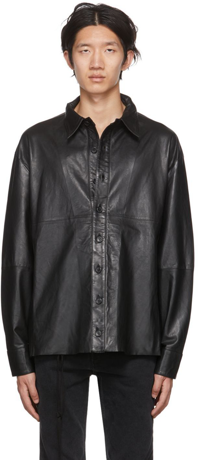 Frei-mut Black Car Leather Jacket In Tar