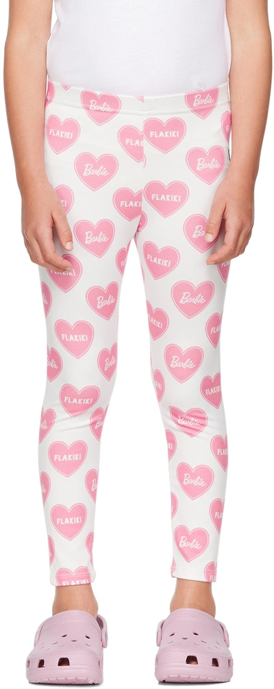 Flakiki Ssense Exclusive Kids White & Pink Barbie Edition Heart Leggings