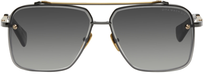 Dita Men's Mach Six Metal Aviator Sunglasses In Black Rhodium,yellow Gold