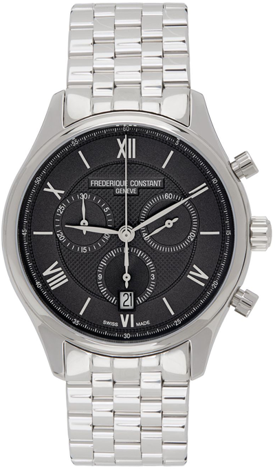 Frederique Constant Silver Classics Quartz Watch In Silver/black