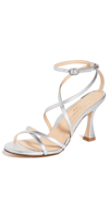 Marion Parke Lottie Leather Strappy Sandals In Silver Metallic