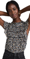 Rails Filomena Floral Print Cotton Blouse In Black Mini Floral