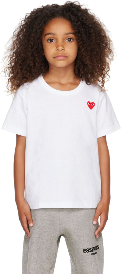 Comme Des Garçons Play Kids White Heart Patch T-shirt In 2 White